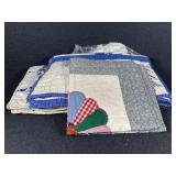 Blue / White Hand Stitched Quilt and Square