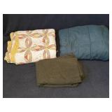 Hand Made Quit,  Green Comforter, Wool Balnket