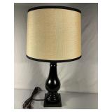 Black Gourd Style Table Lamp W/Drum Shade