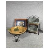 Longaberger Two Tray Paper tray baskets with stand