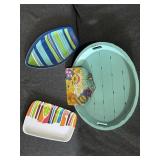Aqua Round Tray, Plastic Trays, Slate Summer Fun