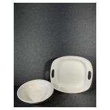 White Square & Round Serving Dishes