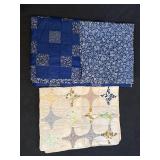 78x84 Blue Floral Quilt, Cream Quilt Square