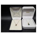 14k Gold Necklace with 3 Stone Pendant, 10k