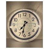 Round Wall Clock Distressed White Faux Wood