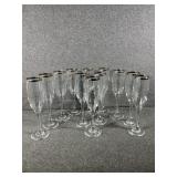 Champagne Flutes W/Silver Tone Rim (12)