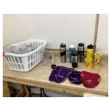 Miscellaneous items in laundry basket