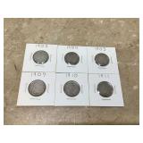 6 LIBERTY HEAD NICKELS - COINS CURRENCY