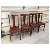 4 antique wooden chairs for sale one in need of repair Vintage furniture