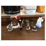 Winter-themed outhouse decor featuring snowman motifs