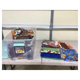 Fabric scraps in storage tote