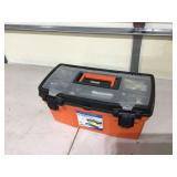 Plastic toolbox with craft supplies