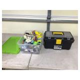 Plastic toolbox with craft supplies