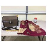 Handmade chest with gypsy clothing and crafts