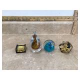 4 PAPERWEIGHTS - GLASS