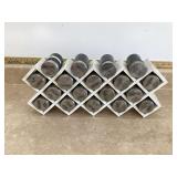 Wood rack holds 18 spice jars