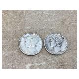 2 1944 MERCURY DIMES - COINS CURRENCY