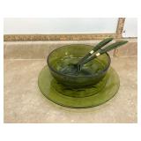 Vintage glass salad set with crown design