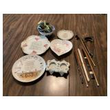 Assorted vintage collectibles for home decor