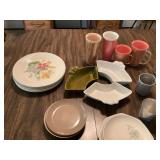 Assorted vintage dinnerware and decor