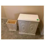Matching white cloth hamper & waste basket Vintage style
