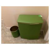 Vintage green clothes hamper and waste basket