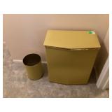 Vintage yellow set hamper & waste basket