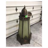 Vintage 4’ Gothic Style Cathedral Light with Missing Glass Pane - Mid Century