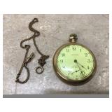 Vintage Waltham pocket watch with chain working