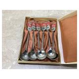 Six vintage deer spoons boxed