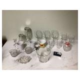 Various glass drinkware and accessories