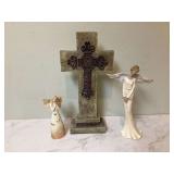 CROSS AND ANGEL FIGURINES - HOME DECOR