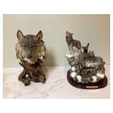 2 WOLF FIGURINES - HOME DECOR