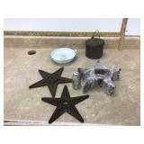 Metal stars antique can enamel candle holder tiny mason jar sh