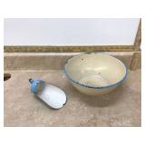 Old enamel bowl and new enamel scoop
