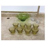 Amber bowls glass pitcher green bowl