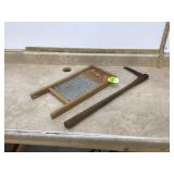 Old washboard and logging tool