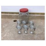 - Mason jar cookie jar- Crate and Barrel spice jars