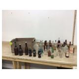 Old bottles in crate