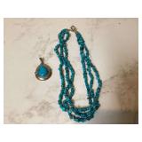 Sterling silver turquoise necklace with pendant