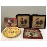 Rooster-themed kitchen and living room accessories