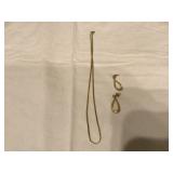 Gold chain and earrings made of 14 karat gold