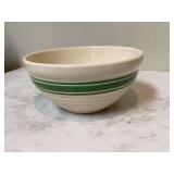 Green striped yellowware mixing bowl