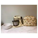 Vintage Sunbeam mixer & GE milk glass bowl both working