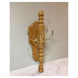 Wall-mounted wooden hanger with 3 hooks