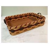 WOOD BOTTOM 2-HANDLED BASKET TRAY