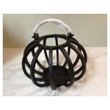 Small 7 tall iron orb candle lantern in box