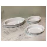Set of 3 new white oval baking dishes