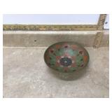 Old enamel and brass bowl