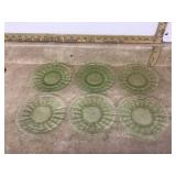 6 URANIUM GLASS DESSERT PLATES - GLASS